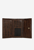 Wojas Dark Brown Embossed Leather Snap Wallet | 9108572