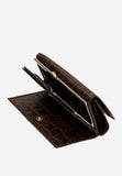 Wojas Dark Brown Embossed Leather Snap Wallet | 9108572