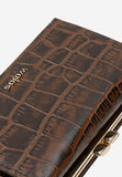 Wojas Dark Brown Embossed Leather Snap Wallet | 9108572
