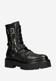 Wojas Black Leather Ankle Boots with Belts | 6415351
