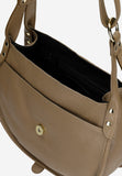 Wojas Dark Beige Leather Crossbody Bag with Golden Logo | 8040174