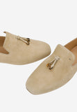 Wojas Beige Velour Leather Flats with Fringes | 4501264