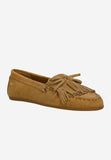 Wojas Light Brown Velour Leather Loafers with Fringes | 4638263