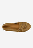 Wojas Light Brown Velour Leather Loafers with Fringes | 4638263