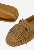 Wojas Light Brown Velour Leather Loafers with Fringes | 4638263