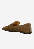 Wojas Brown Velour Leather Loafers with Golden Decoration | 4637863