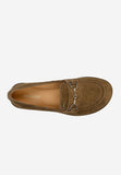 Wojas Brown Velour Leather Loafers with Golden Decoration | 4637863