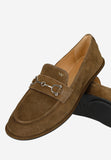 Wojas Brown Velour Leather Loafers with Golden Decoration | 4637863