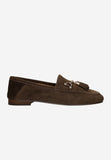 Wojas Brown Velour Leather Loafers with Fringes | 4637762