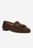Wojas Brown Velour Leather Loafers with Fringes | 4637762