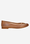 Wojas Brown Leather Openwork Ballet Flats | 4400652