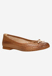 Wojas Brown Leather Openwork Ballet Flats | 4400652