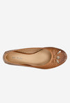 Wojas Brown Leather Openwork Ballet Flats | 4400652