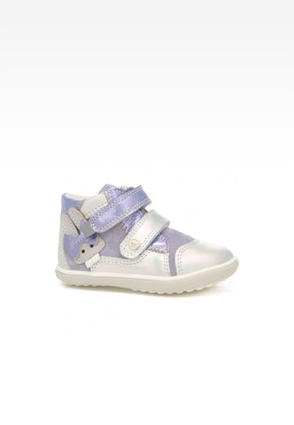 Bartek Girls' White and Purple Prophylactic Leather Ankle Sneakers | 11703-033