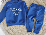 Boys' Dark Blue Sweatshirt and Pants Set - Bosski Syn | SM-01