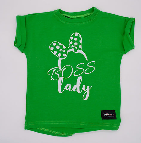 Girls' Green Graphic T-shirt - Boss Lady | FUN-04
