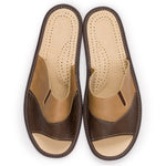 Men's Brown Leather Slippers | M-2049A