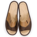 Men's Brown Leather Slippers | M-2049A