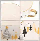 Christmas Theme Porcelain Cup with Gold Edges and Saucer Set | Royal-847