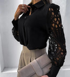 Elegant Black Lace Sleeve Shirt | BL-2332