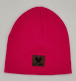 Dark Pink Girls' Ribbed Beanie with Patch | 20C0658-DP