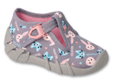 Befado Gray Daycare Slippers with Cat and Bunny Pattern SPEEDY | 110P473