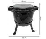 8 Liters 3 in 1 Black Enameled Cast Iron Pot - Kociołek Emaliowany Czarny | 8LEm-3in1