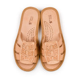 Women's Brown Folk Leather Slippers | K-1155