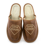 Dziadek's Dark Brown Leather Slippers - Super Dziadek | OM-11