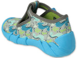 Befado Gray & Blue Daycare Slippers / Sneakers whit Dino Pattern SPEEDY | 110P465