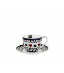 White Porcelain Cup with Saucer and Floral Pattern - INDIGO 3 250 ml | 4232