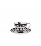 White Porcelain Cup with Saucer and Floral Pattern - INDIGO 3 250 ml | 4232