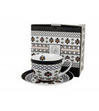 White Porcelain Cup with Saucer and Floral Pattern - INDIGO 4 250 ml | 44233