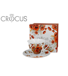 White Porcelain Cup with Saucer with Poppies Pattern - 250 ml | DUO-M02