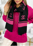 Carmen Double Sided Fuchsia & Black Soft Scarf | HAL-167-P/BL