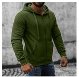 Men's Dark Green Zip Up Hooded Sweatshirt | 68B2008