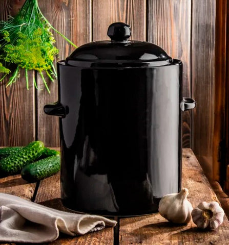 10 Liters Stoneware Pickling Crock Pot with Lid - Garnek Hermetyczny | 2382-10l