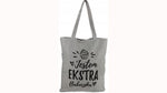 Cotton Shopping Bag with Funny Print and Zipper - Jestem extra babeczka | 7GA0522