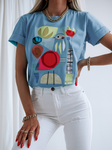 Blue T-Shirt with Bird Print | FL-39