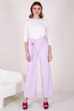 Italian-style Elegant High Waist Wide Leg Lilac Pants | YU-04