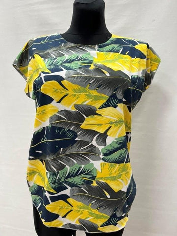 Multicolor Casual T-Shirt with Leaves Pattern - Plus Size | 6G6360