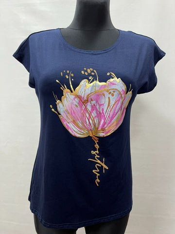 Dark Blue Casual Shirt with Floral Pattern | 7G6914