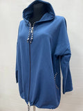 Zip Up Hooded Blue Sweatshirt - Plus Size | 7G6952