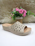 Beige Wedge Slide Sandals | DE985-8