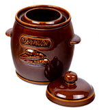 4 Liters Stoneware Pickling Crock Pot with Lid - Ogórki | KR-10-4Lo