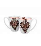 Set of Two White Porcelain Mugs with Highlander Pattern - PARZENICA 360 ml | 3763