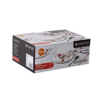 AMBITION White Porcelain Cups with Floral Pattern and Saucers Set | 29144