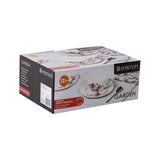 AMBITION White Porcelain Cups with Floral Pattern and Saucers Set | 29144