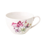 AMBITION White Porcelain Cups with Floral Pattern and Saucers Set | 29144