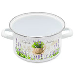 Enameled Cookware 8-elements Set of Pots with Floral Pattern and Lid | 42075